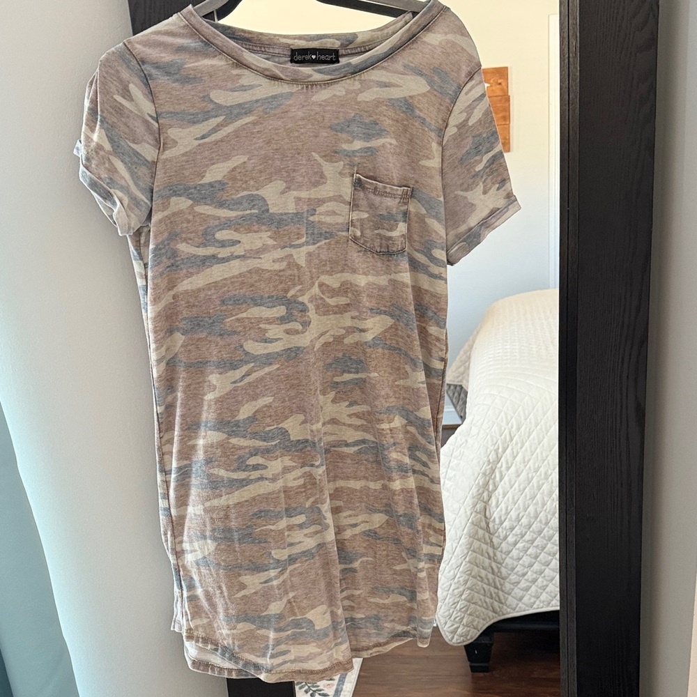 Derek Heart Camouflage Dress in Earth Tones